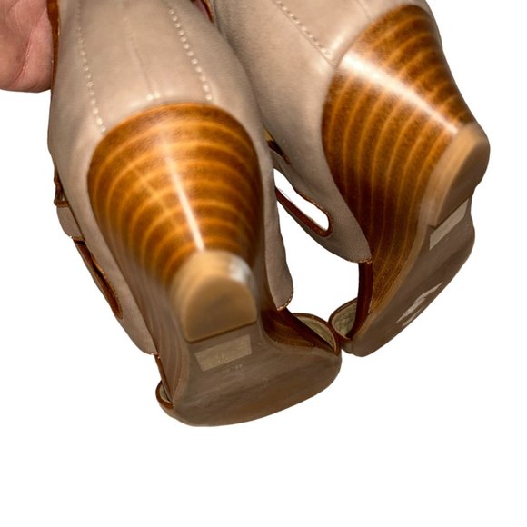 Jeffrey Campbell khaki laser cut out Leather cage wedge sandals shoes 8.5 - Picture 5 of 7